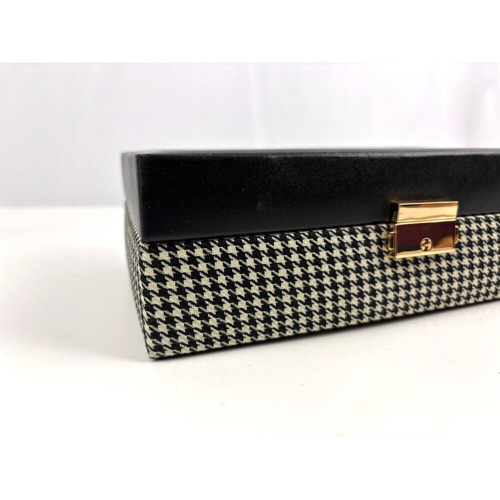 4 Slot Watch Box With Lock Watch Storage Box Houndstooth‎ Pattern - Picture 4 of 16